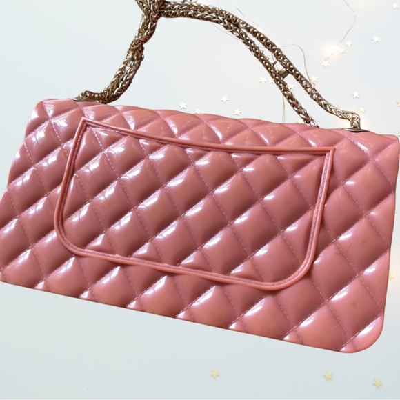 ORCHID LOVE Quilted Jelly Flap Bag with Gold Chain New with Tags - Picture 3 of 11
